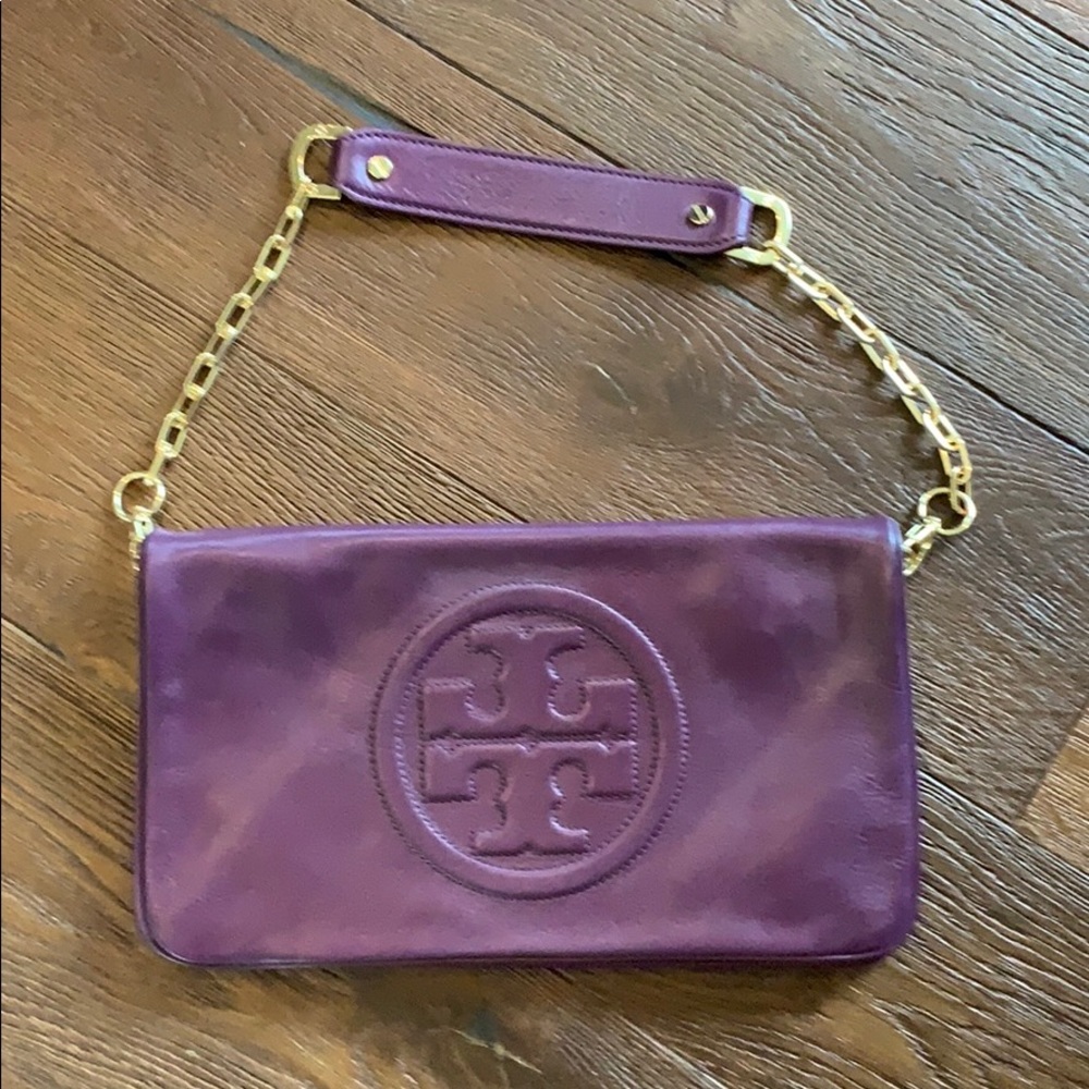 Tory Burch Purple Reva Clutch Like New